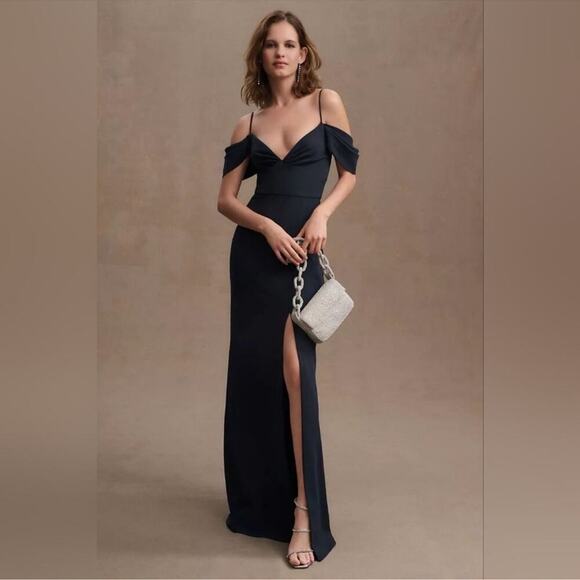 Anthro BHLDN Sachin + Babi Brittany Off The Shoulder Crepe Gown Sz 2 - Picture 1 of 9